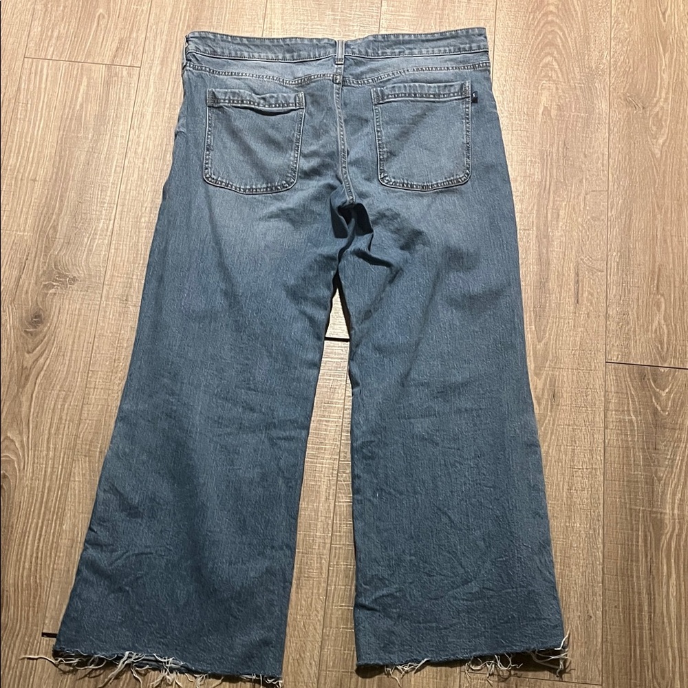 Pilcro Wide-Leg Flare Jeans in Medium Blue - Picture 10 of 13